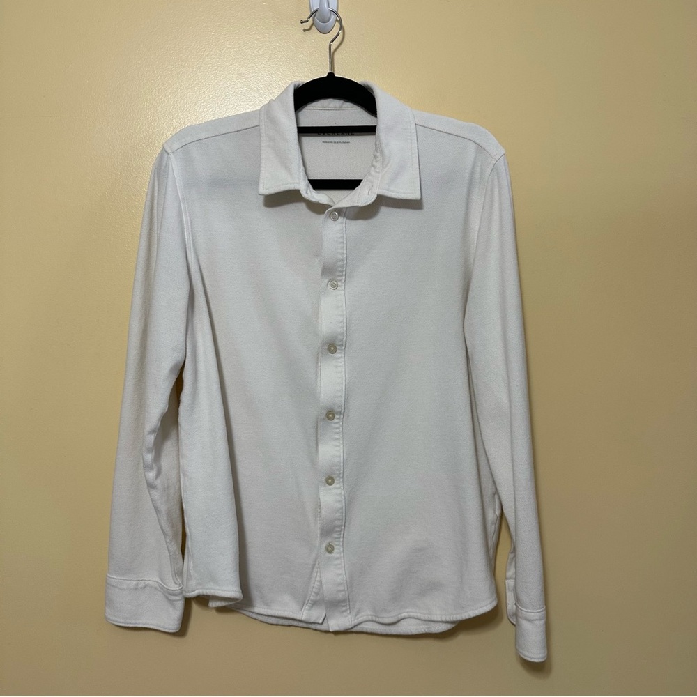 Everlane Woven Waffle Knit Button Up Long Sleeve Shirt Women L White